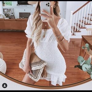 White smock eyelet dress